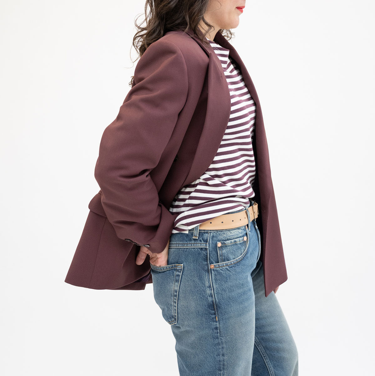 Double Breasted Blazer in Dark Raisin