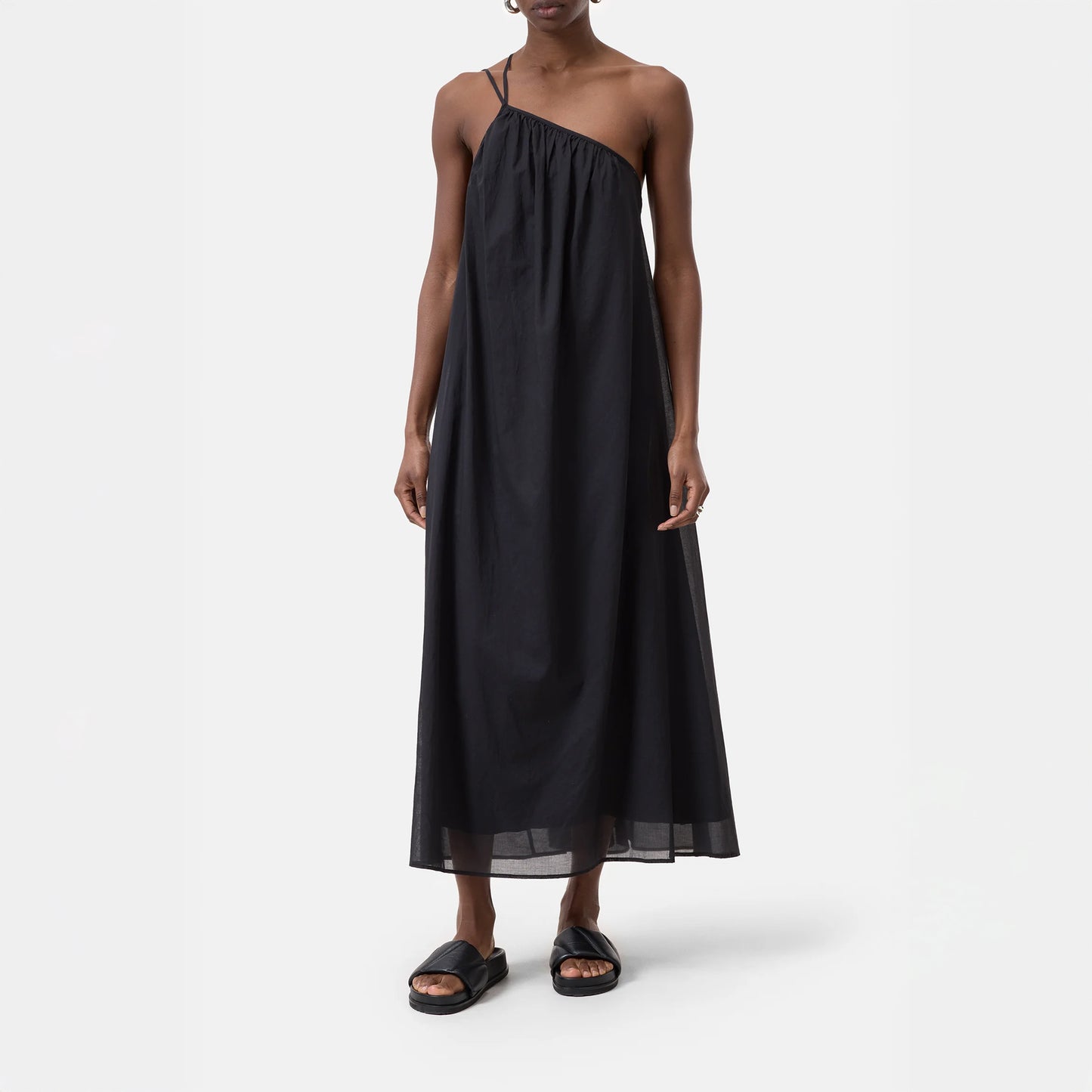 Gathered Maxi Dress in Black