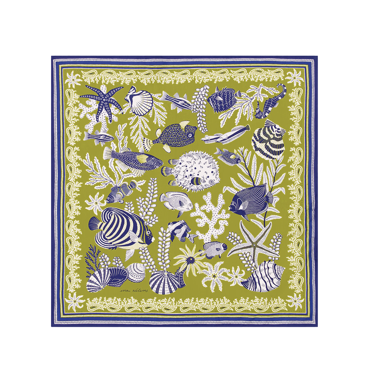 Neptune Square Silk Scarf in Anise