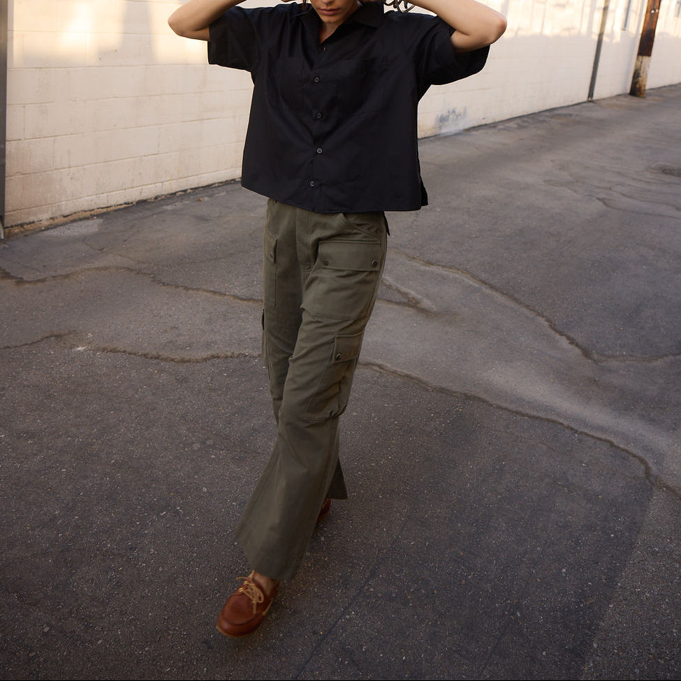 Camp Shirt in Black Poplin