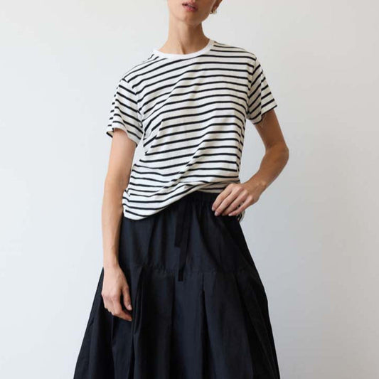 Stripe Chameleon Tee in White & Black