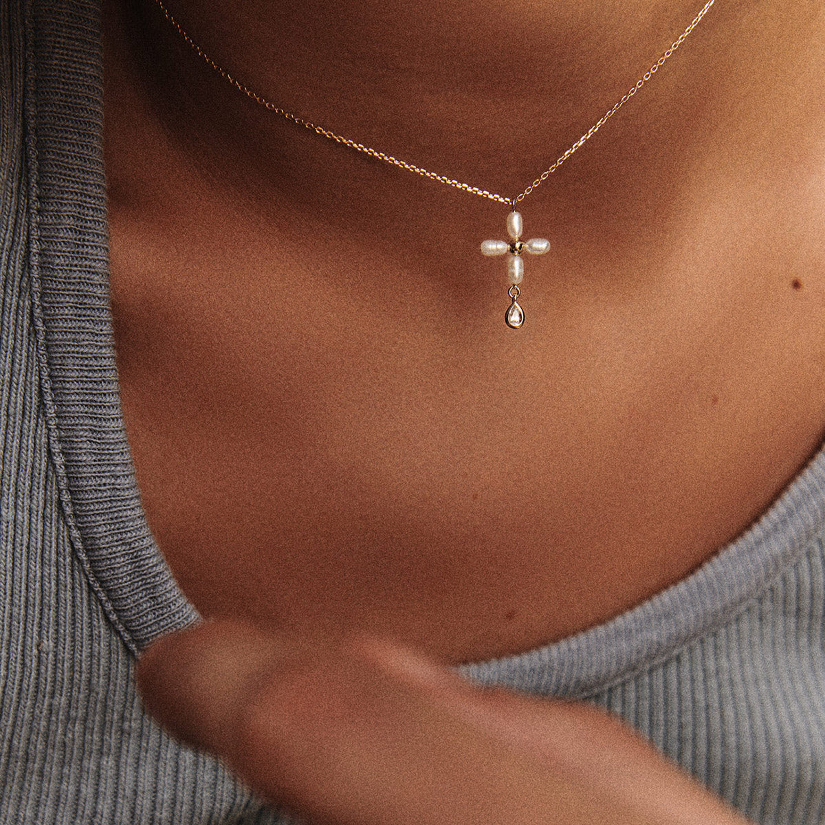 Palerme Necklace in White Pearl