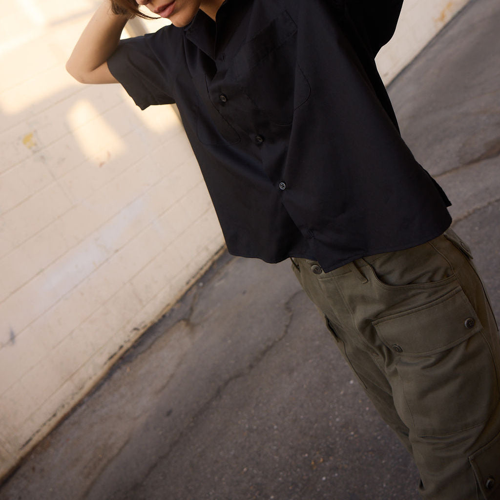 Camp Shirt in Black Poplin