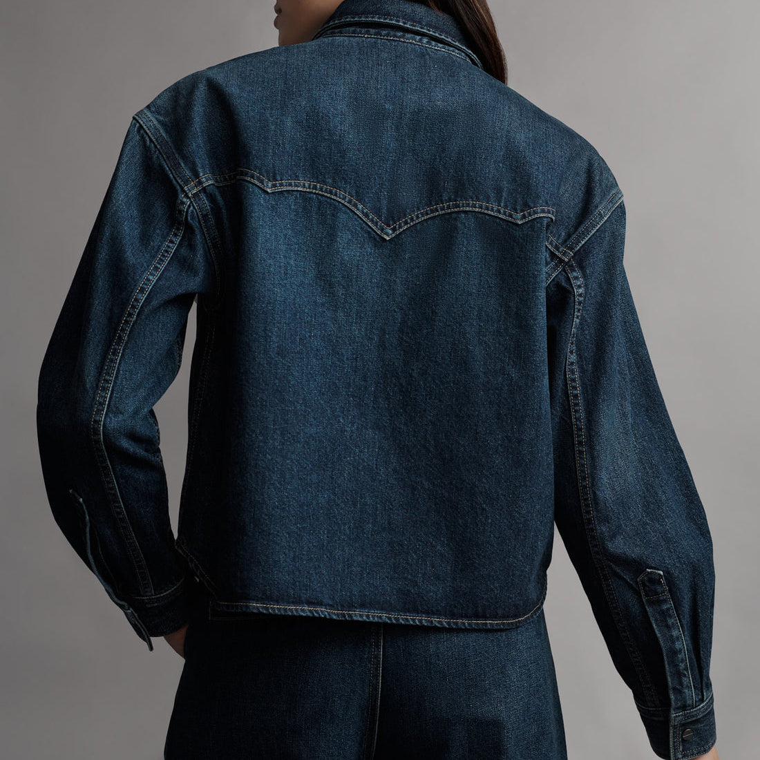 Cropped OG Denim Shirt in Dark Wash