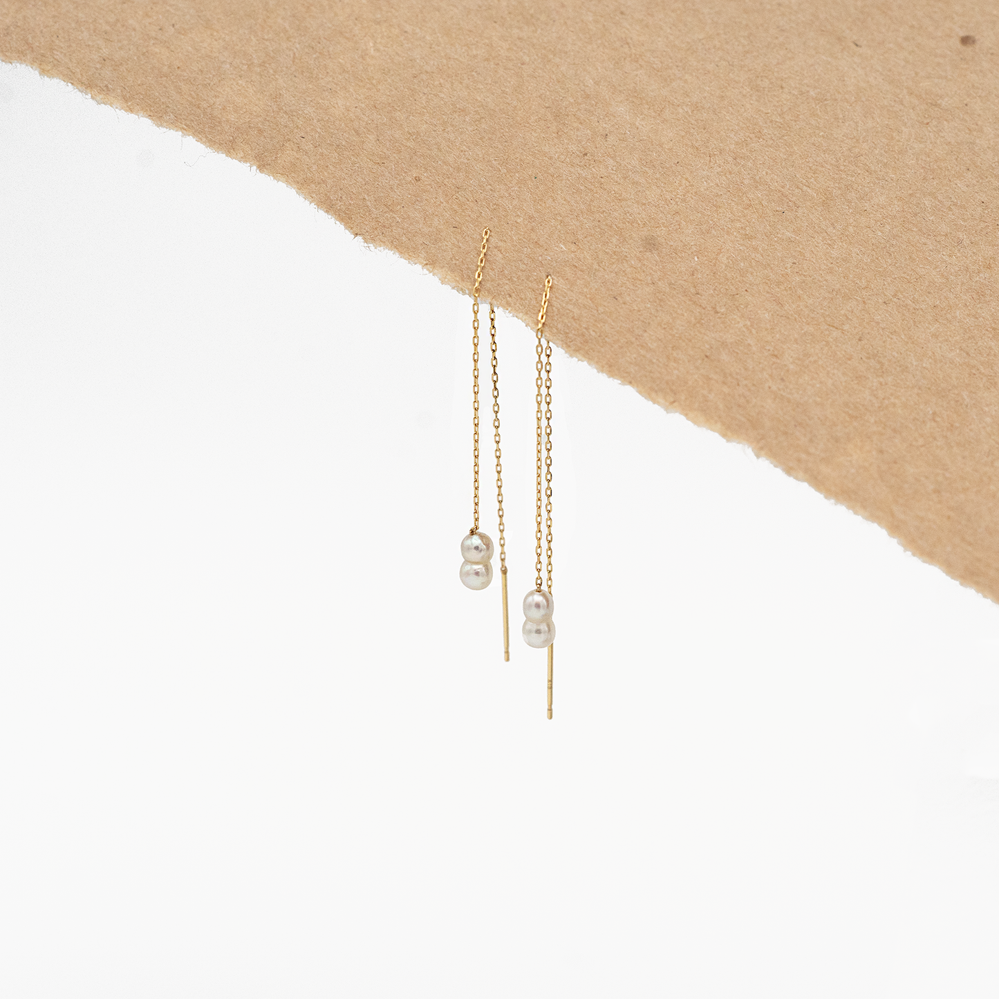 Twin Pearl Threader Earrings
