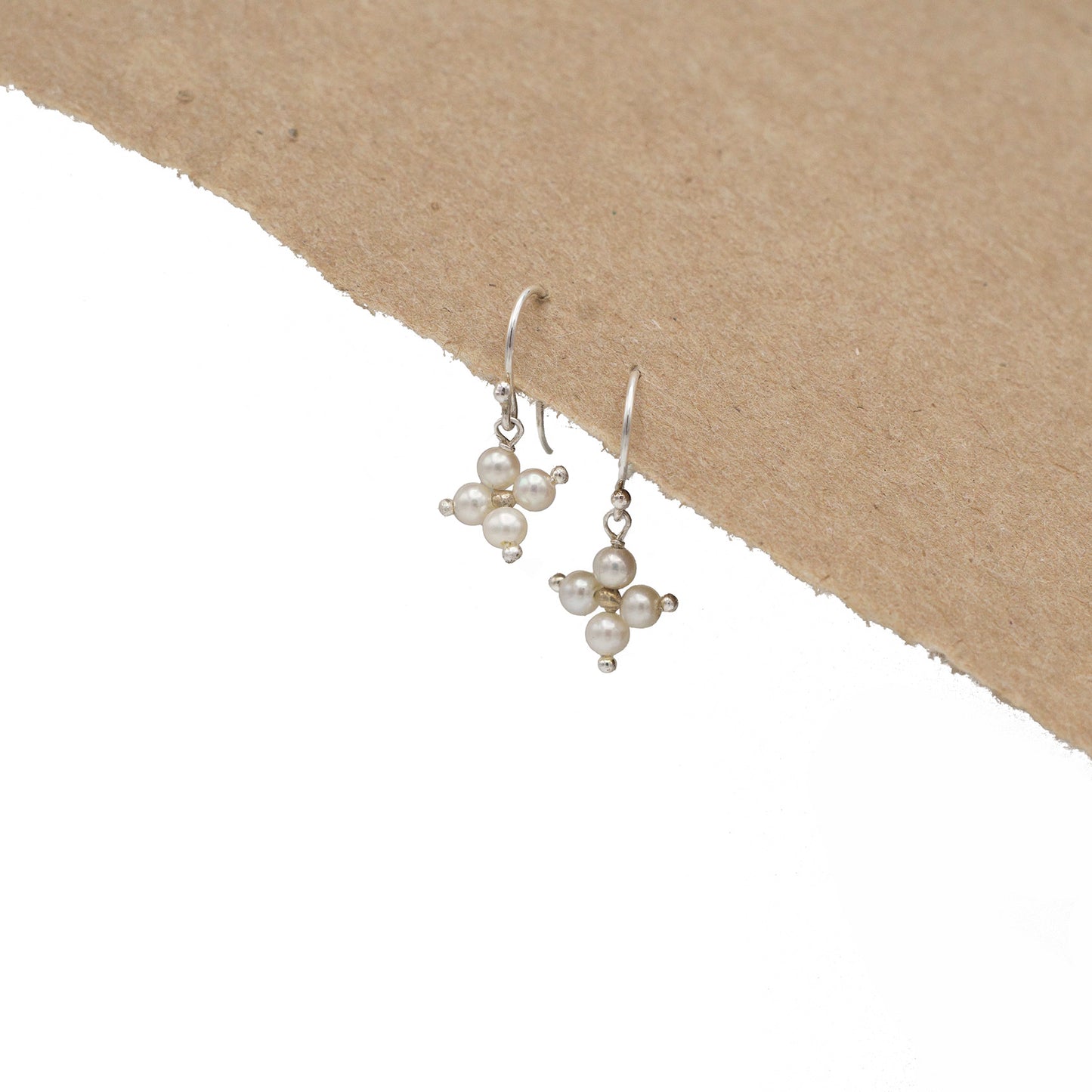 Small Pearl Cross Earrings