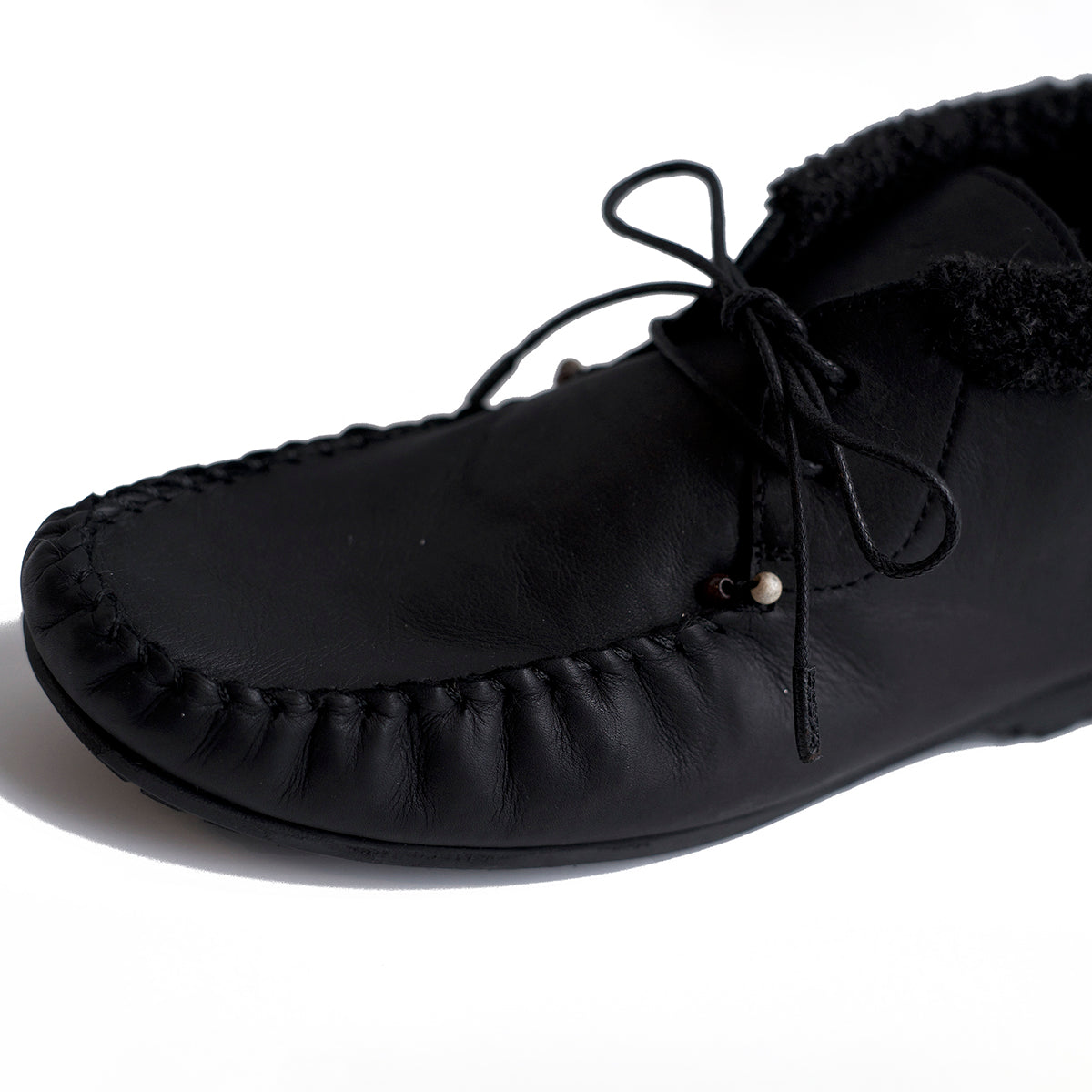 Shearling Lined Moccasin in Black