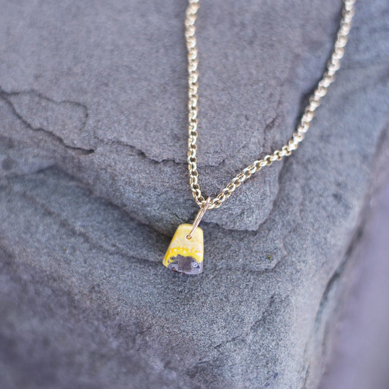 Bumble Bee Jasper Pebble Charm