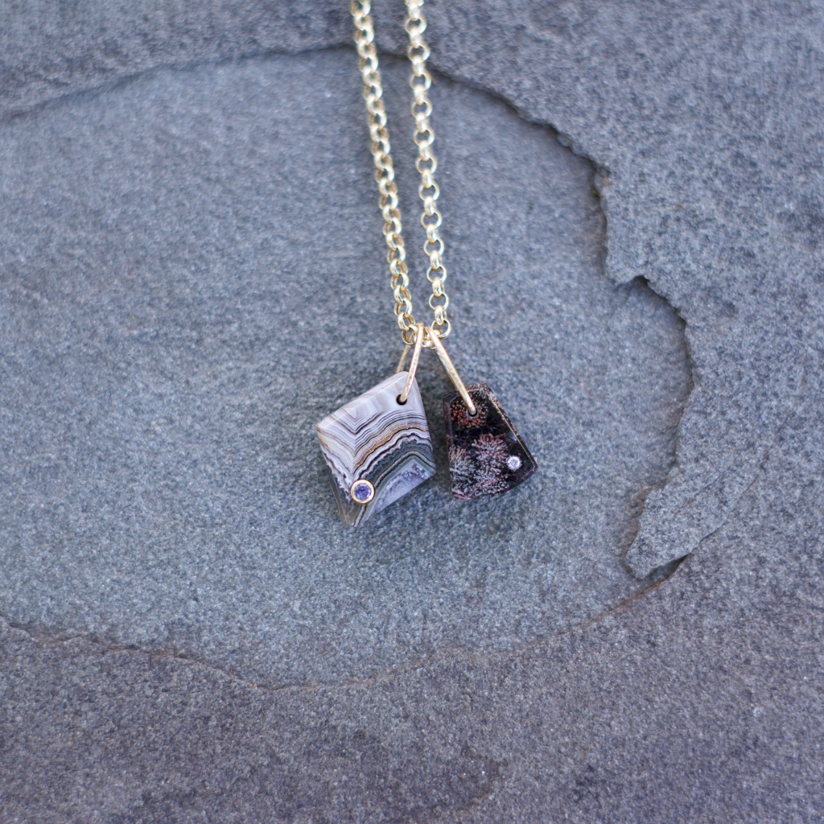 Firework Obsidian Pebble Charm