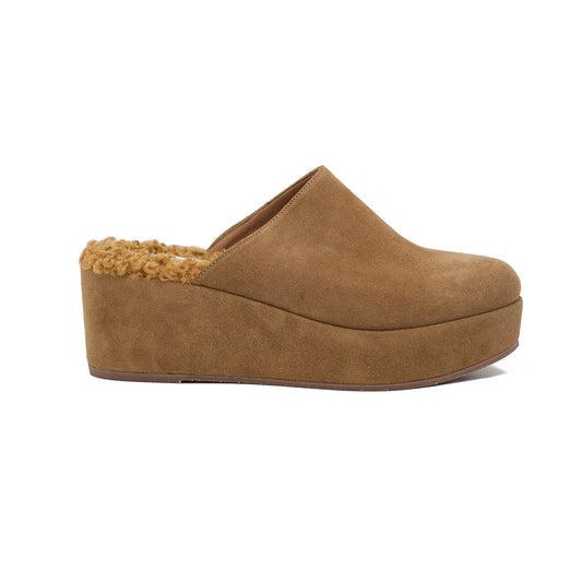Camryn Fur Wedge in Clove