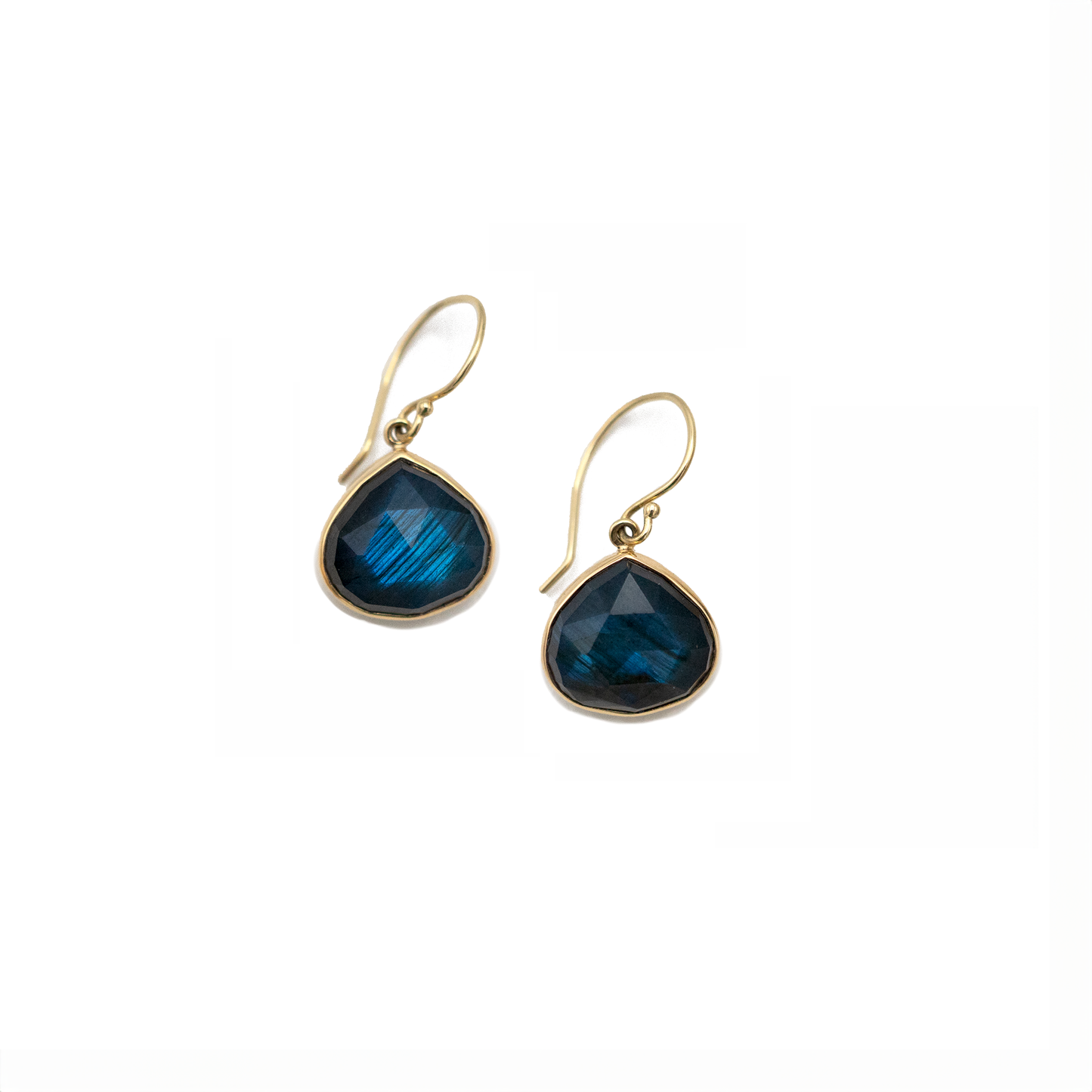 Small rose cut stones in sterling silver backed 14k yellow gold bezel Stone length: .5" (approximate) E16LRBS