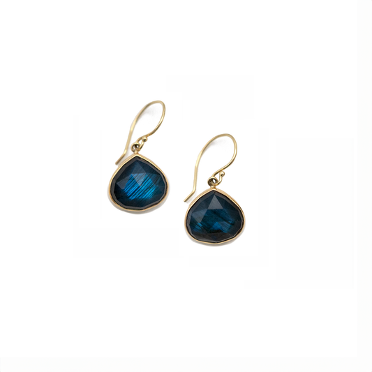 Small rose cut stones in sterling silver backed 14k yellow gold bezel Stone length: .5" (approximate) E16LRBS