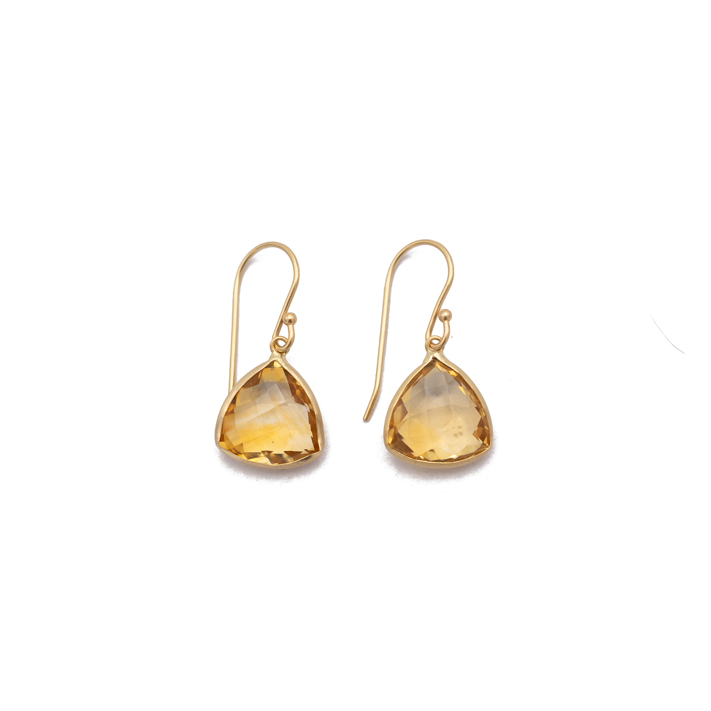 Triangle Citrine Drop Earrings