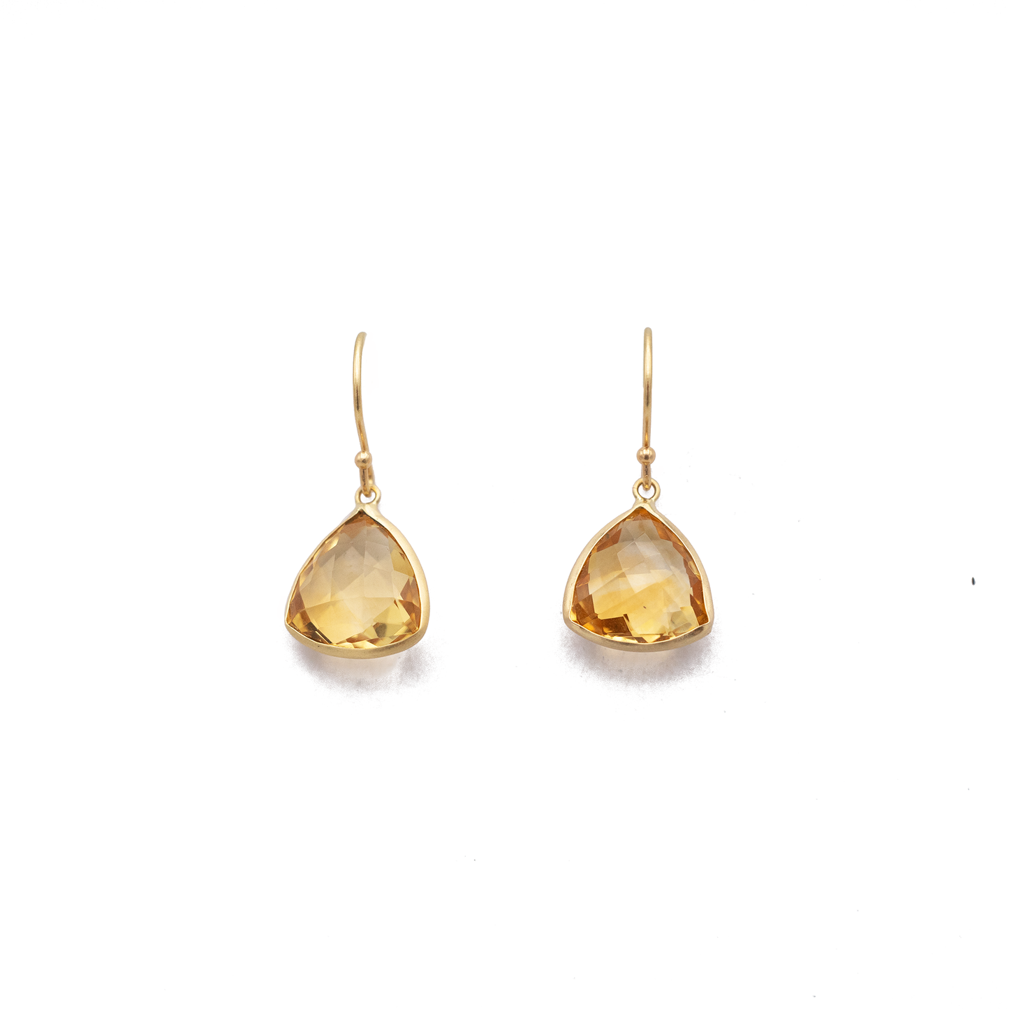 Triangle Citrine Drop Earrings