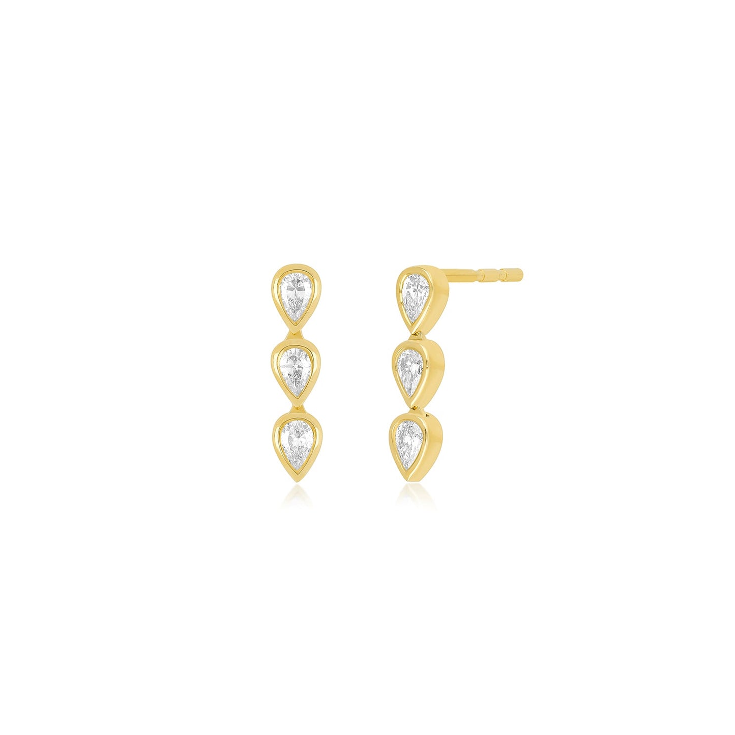 Triple Diamond Stud Earrings