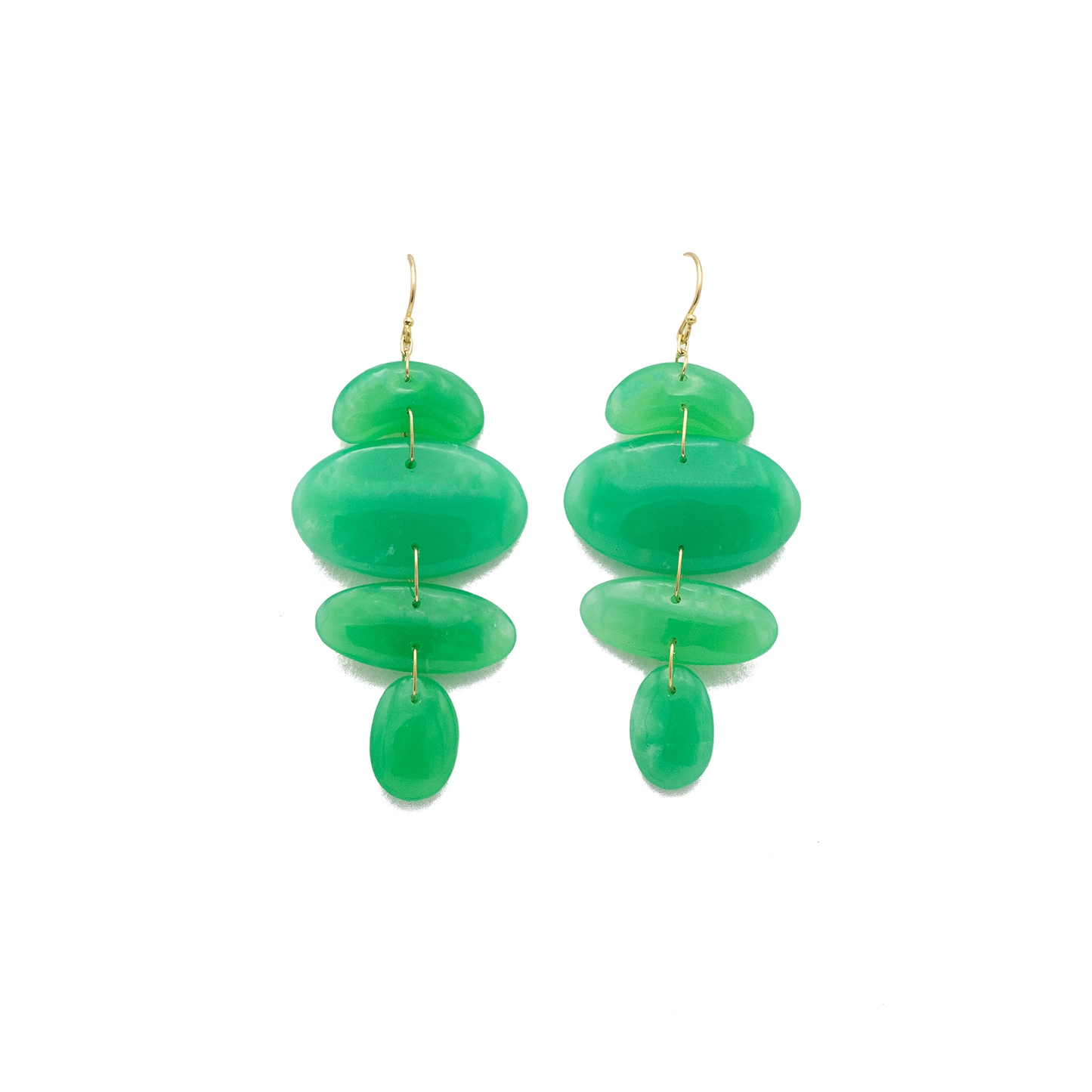 Oval Totem Earrings in Chrysoprase