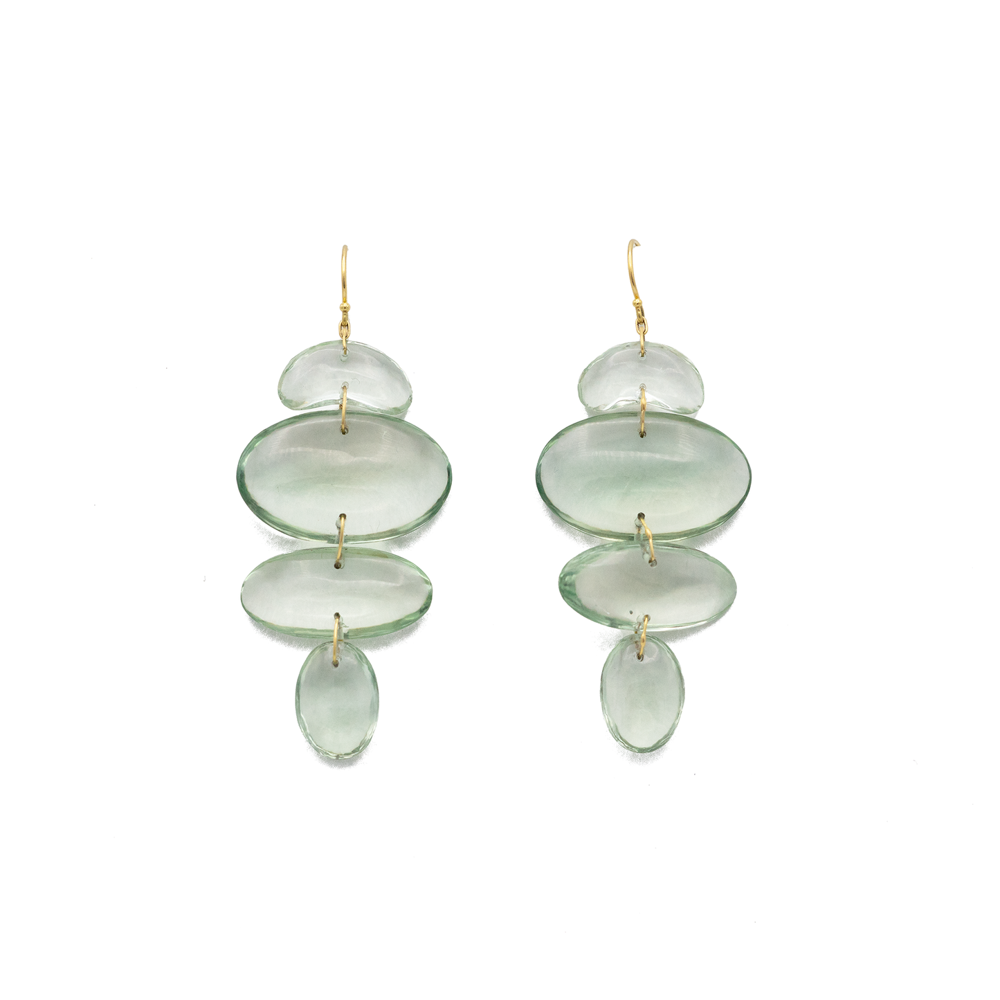 Oval Totem Earrings in Green Amethyst