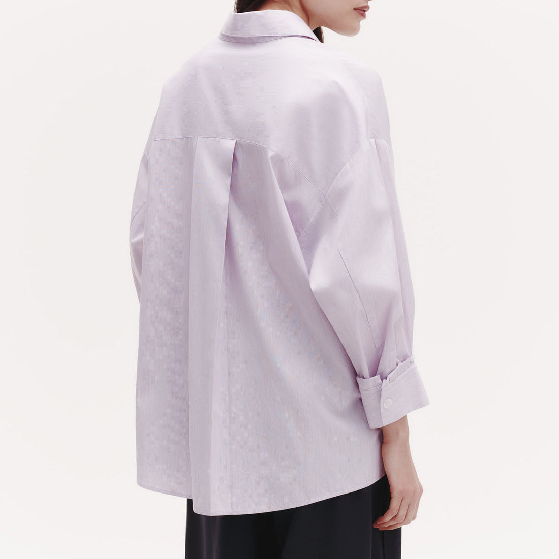 Pinstripe Earl Blouse in Purple & White