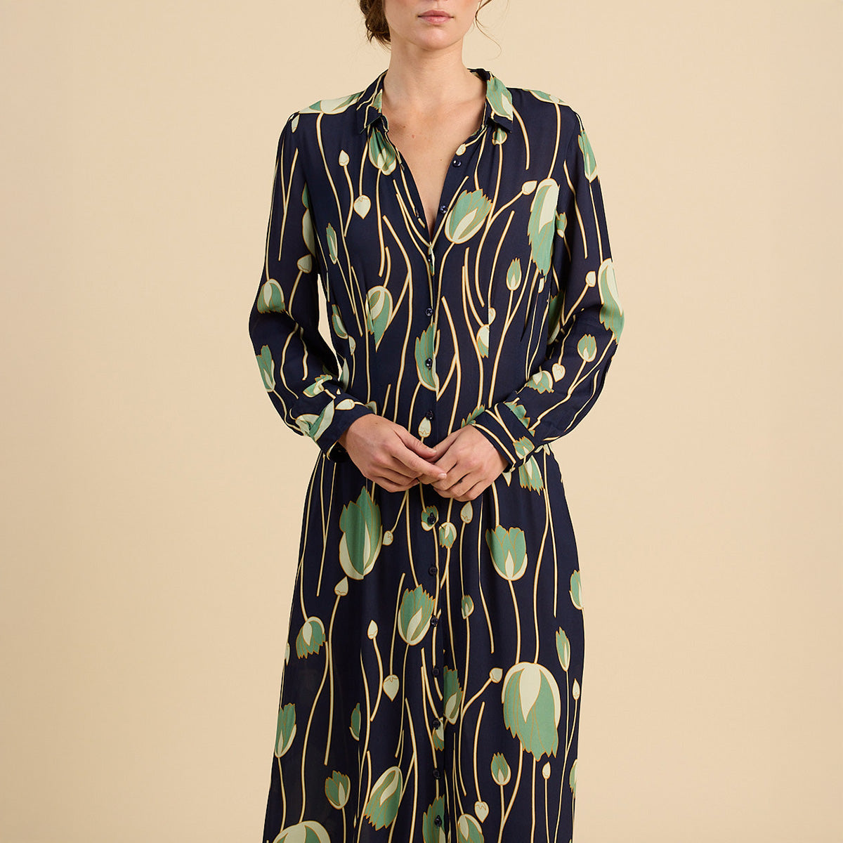 Harper Shirt Dress in Jade Tulip