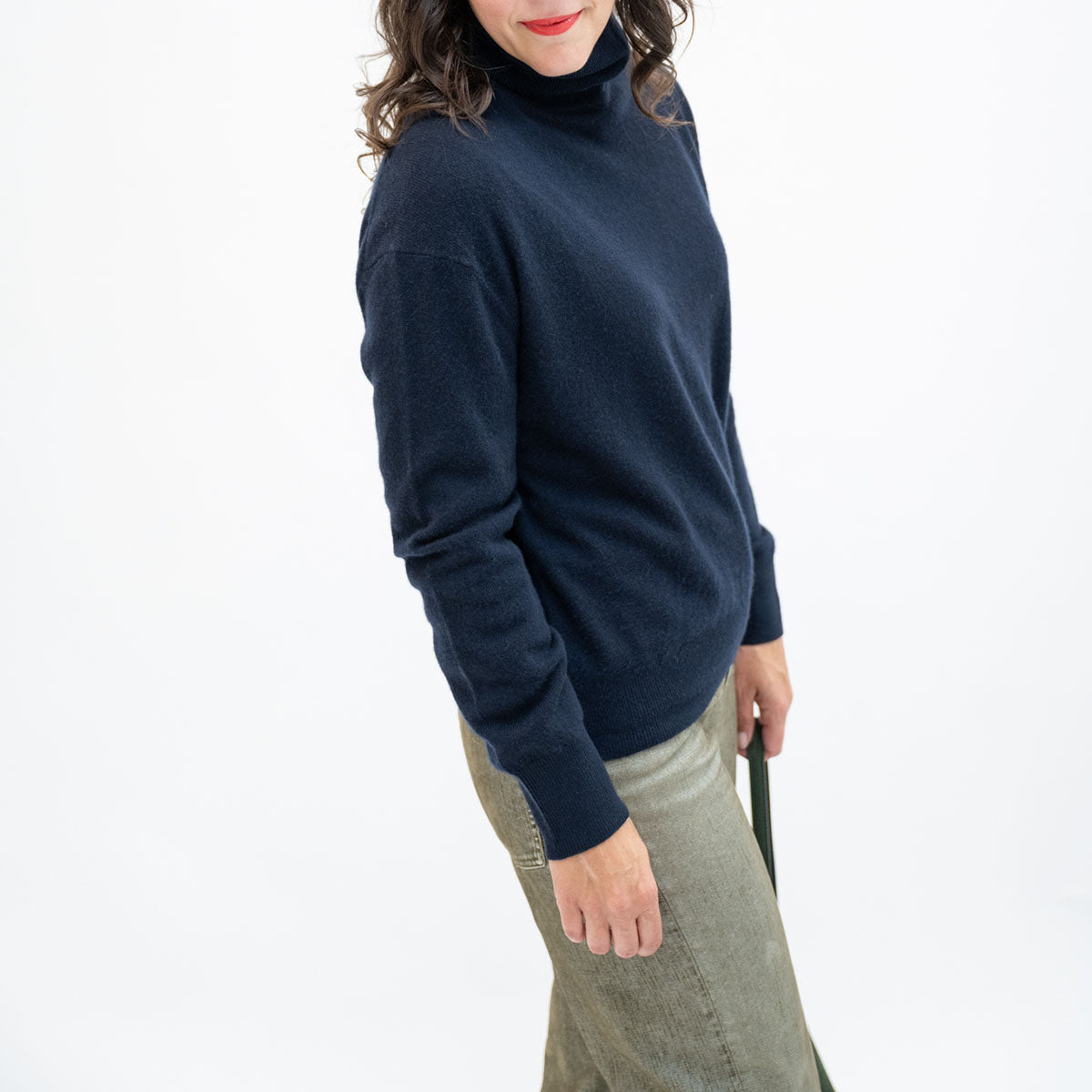 Easy T Neck Sweater in Midnight