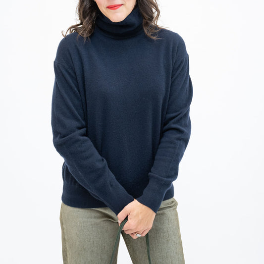 Easy T Neck Sweater in Midnight