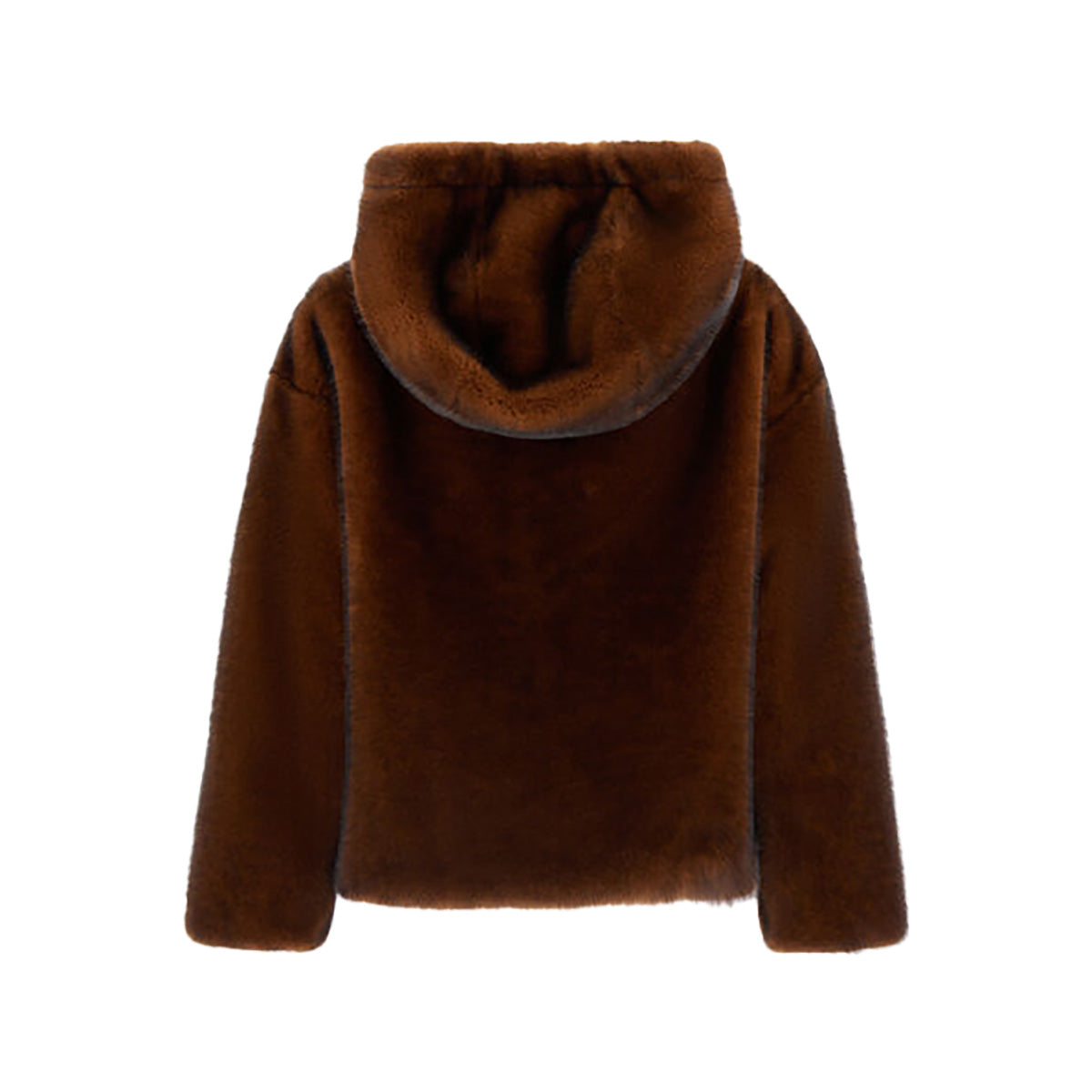 Faux Fur Bomber Jacket in Dark Brown