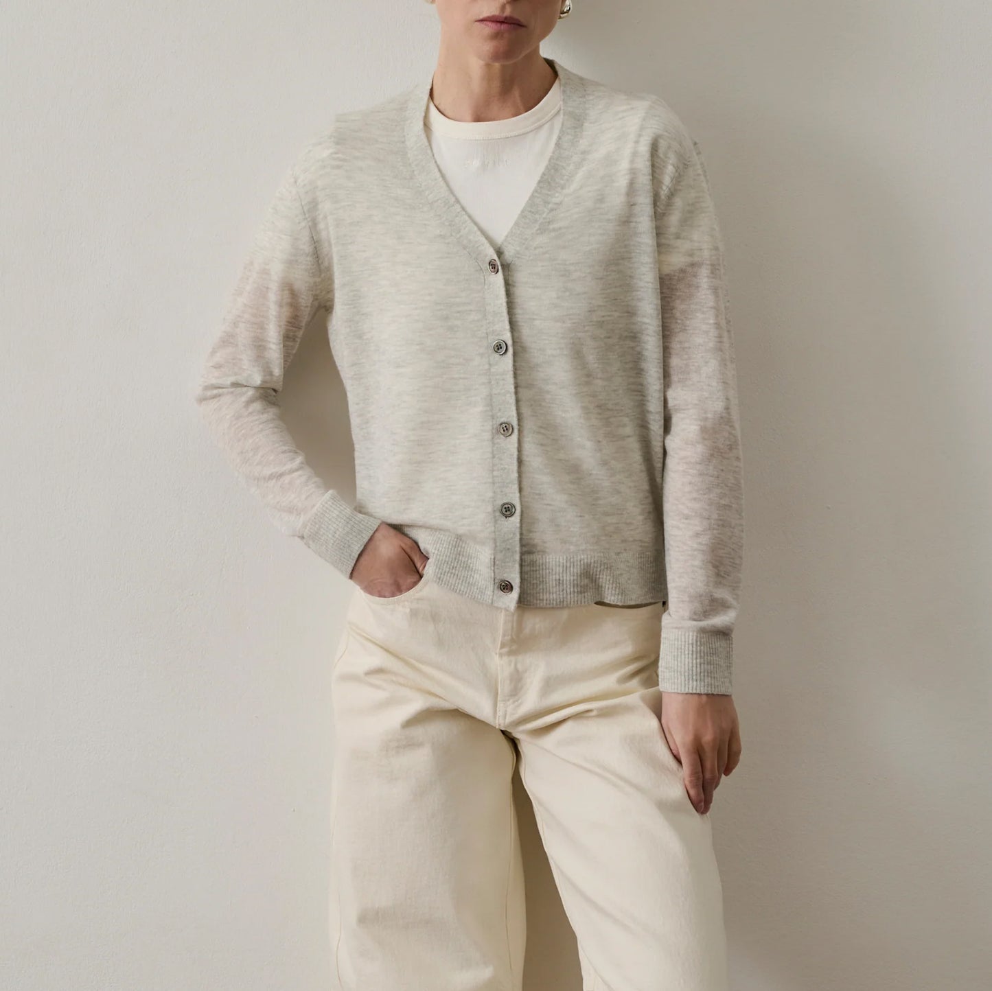 Gianna Knit Cardigan in Light Grey