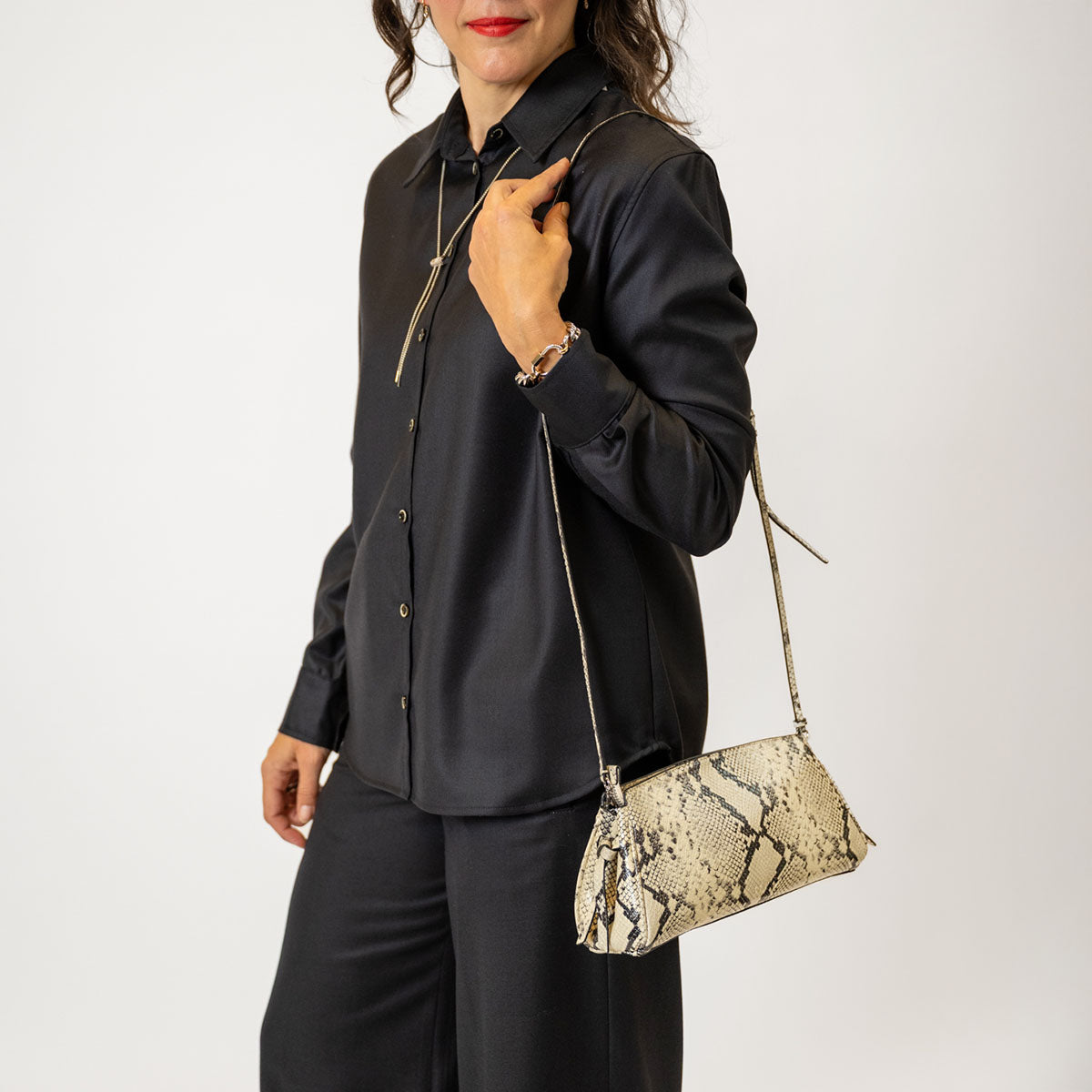 Maude Clutch in White Snake