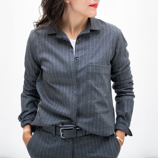 Handly Shirt in Grey Pinstripe