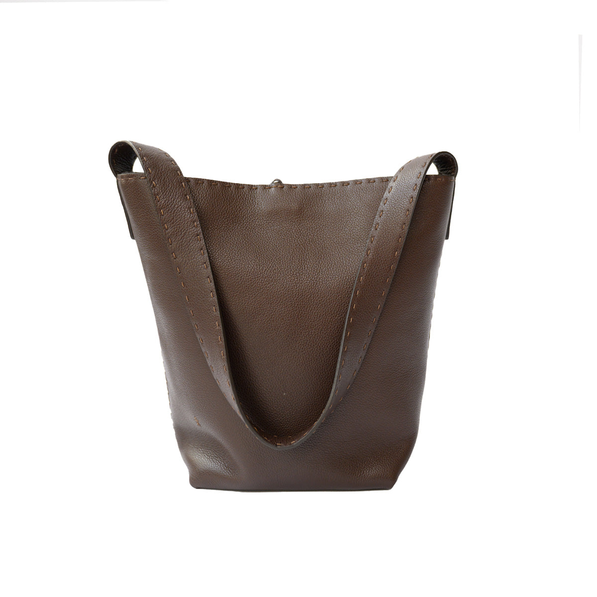 Classic Medium Tote in T. Moro leather tote bag with open interior and zip pocket, made in Italy.