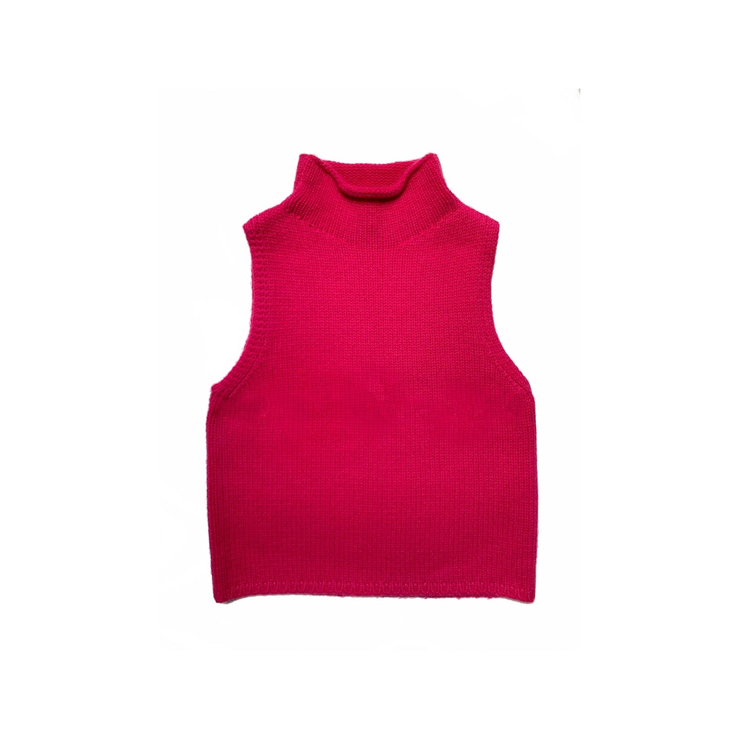 Marceline Sleeveless Turtleneck in Lipstick Pink