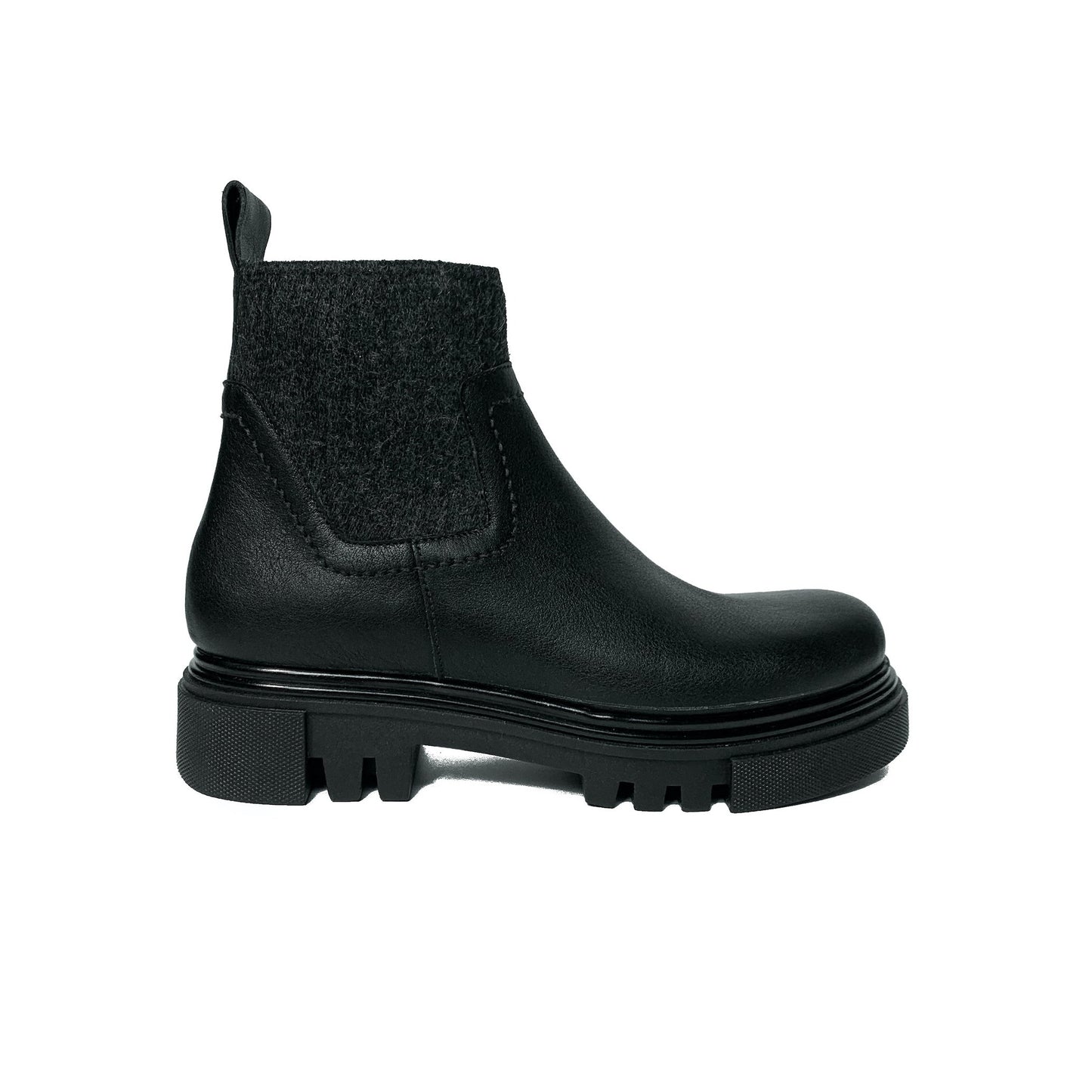 Wool and Leather Chelsea Boot in Black