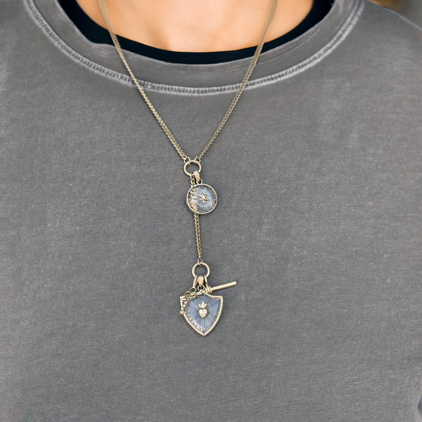 Carved Sacred Heart Sheild Charm