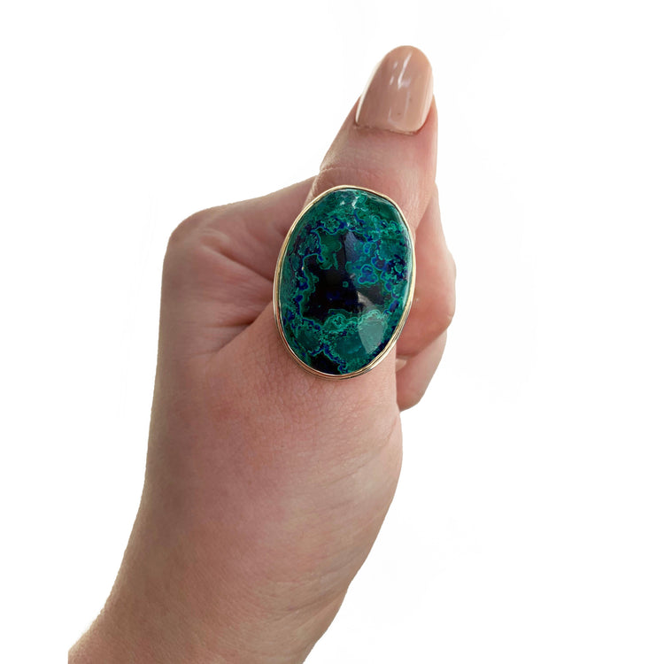 Chrysocolla Azurite Malachite Oval Ring