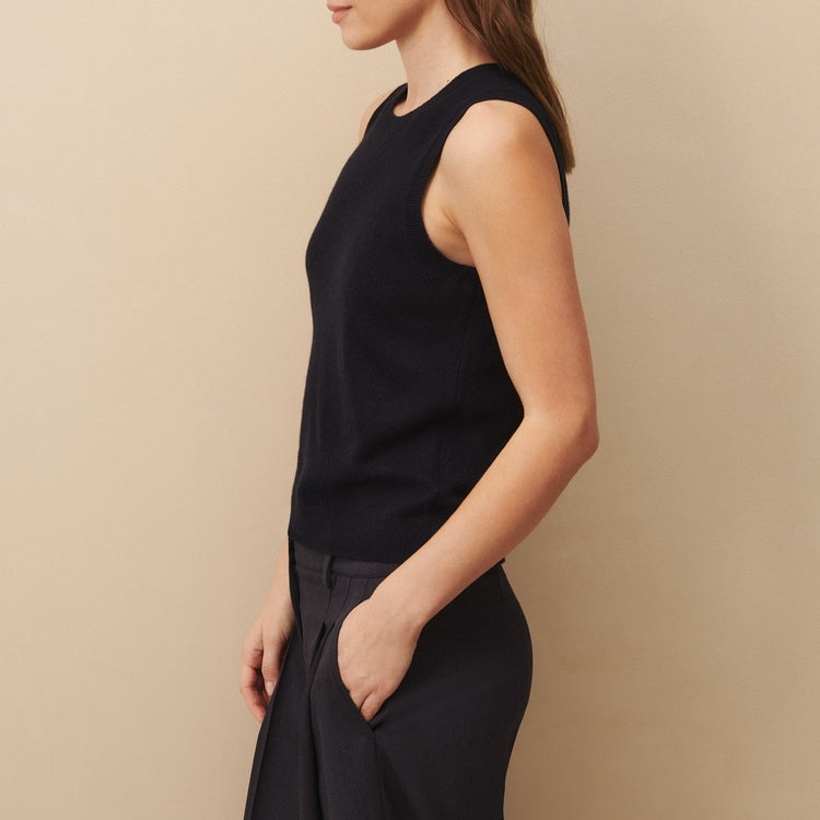 Jenny's Cashmere Tank in Midnight