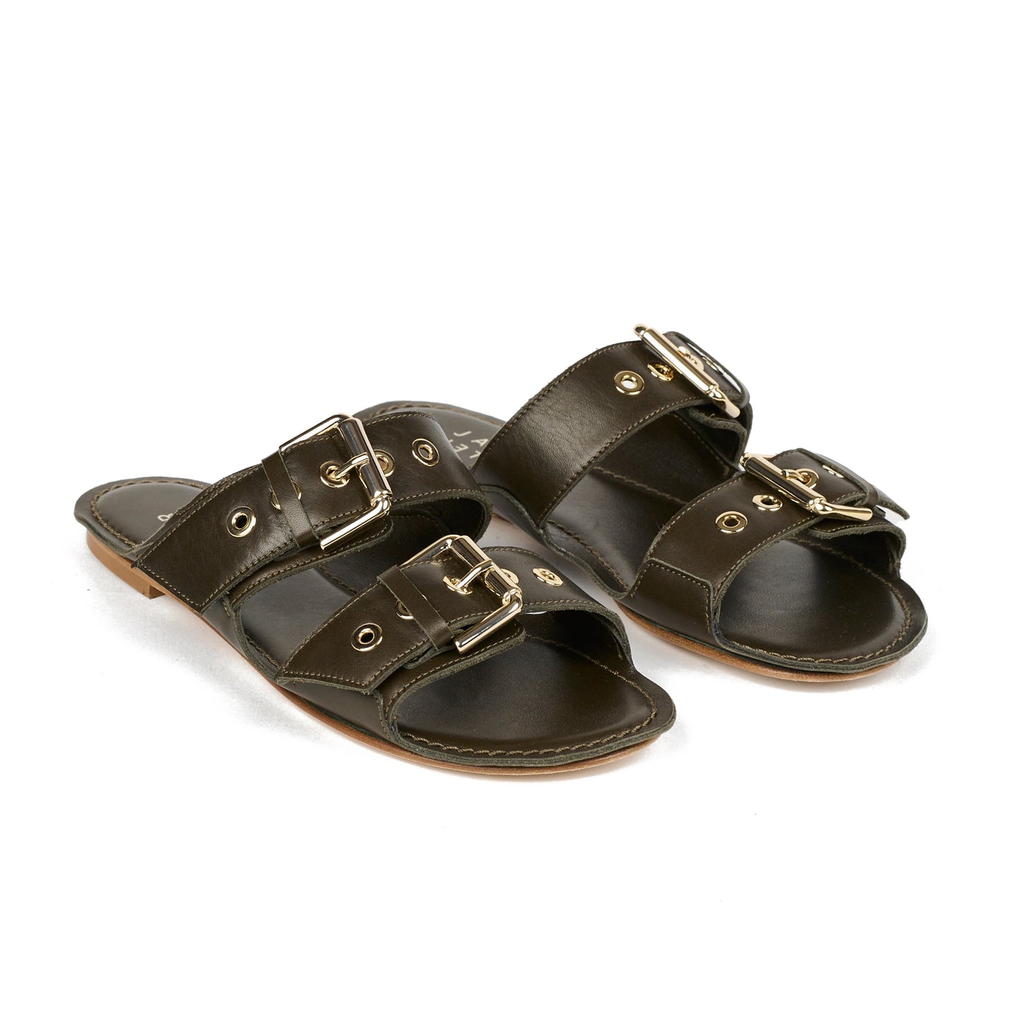 Double Buckle Slide in Olive