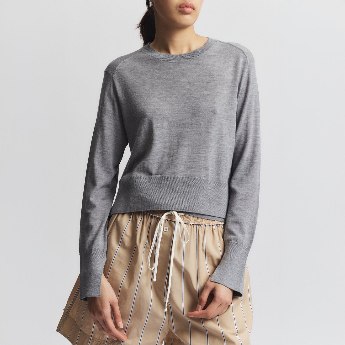 Elodie Knit Crew in Heather Grey