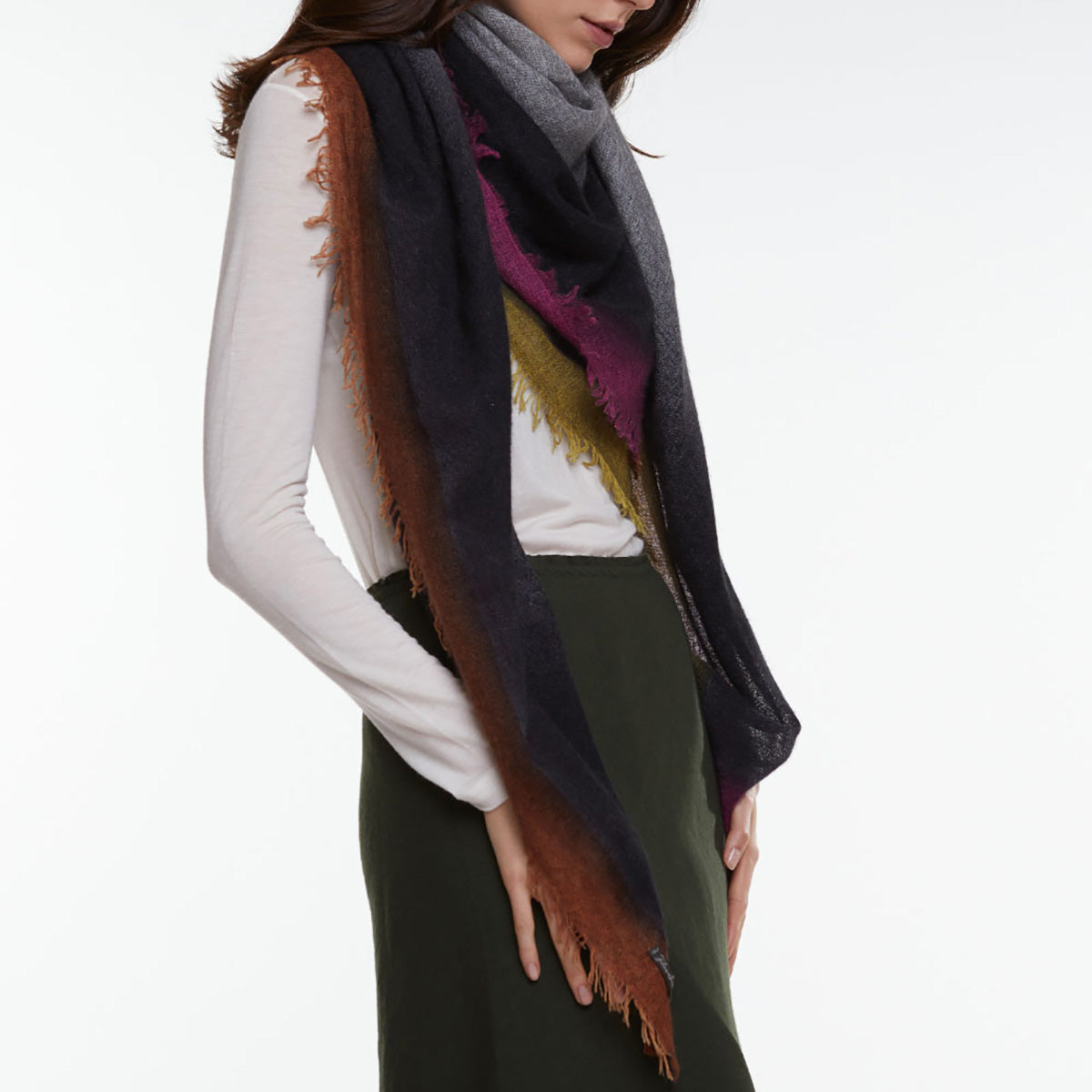 Kamala Wool Blend Scarf in Grey
