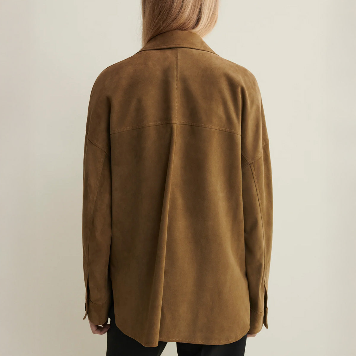Kaylee Suede Overshirt in Dark Olive