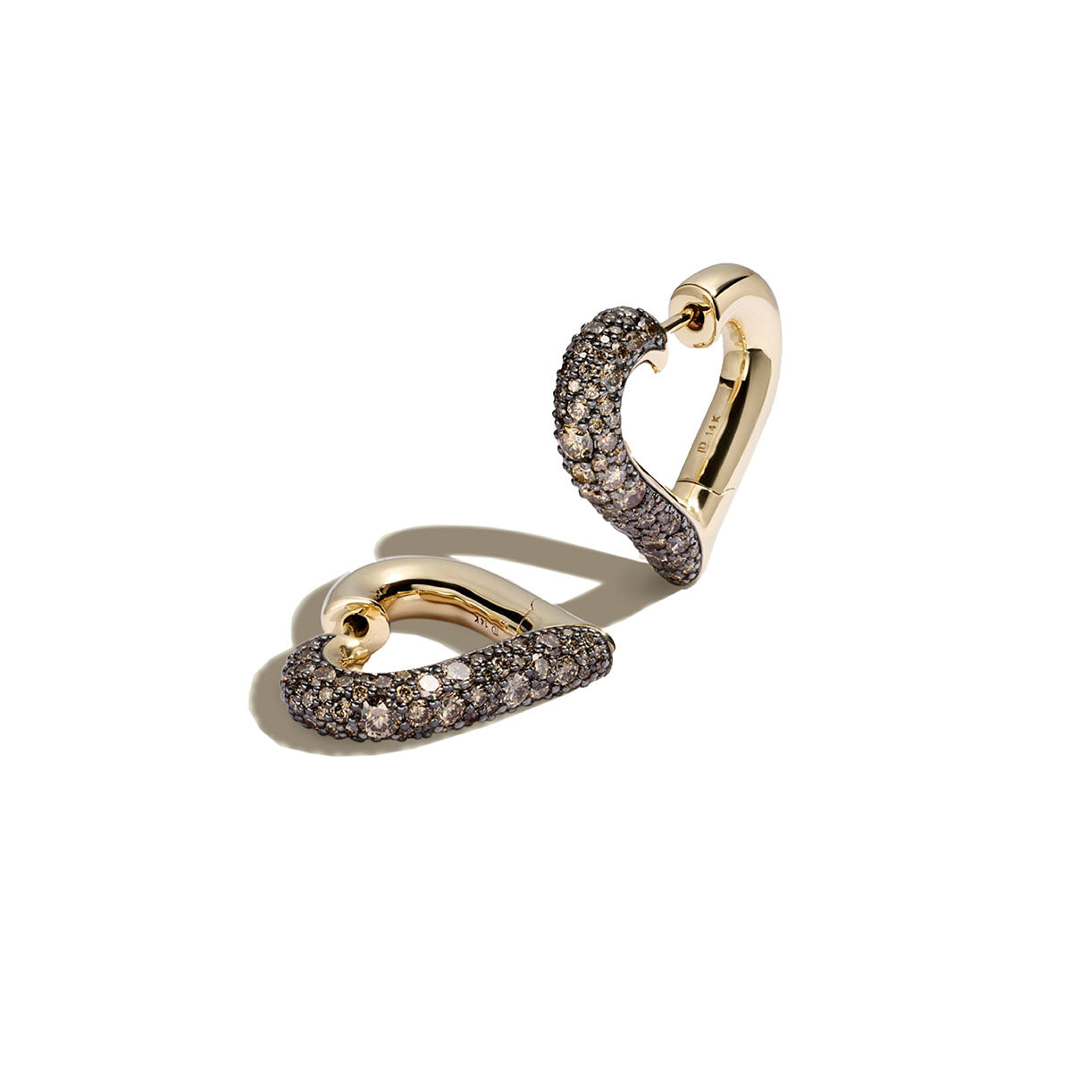 Baby Chubby Love Earrings in Cognac and Black Rhodium
