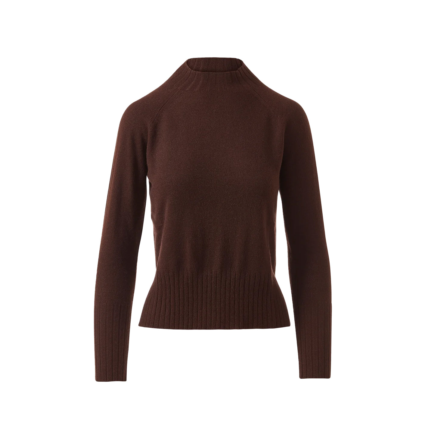Hi Low Rib Trim Sweater in Chocolate