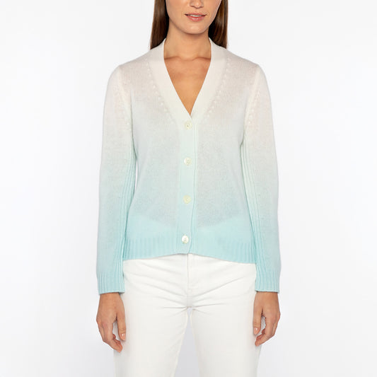 Ombre V-Cardigan in Aquatic