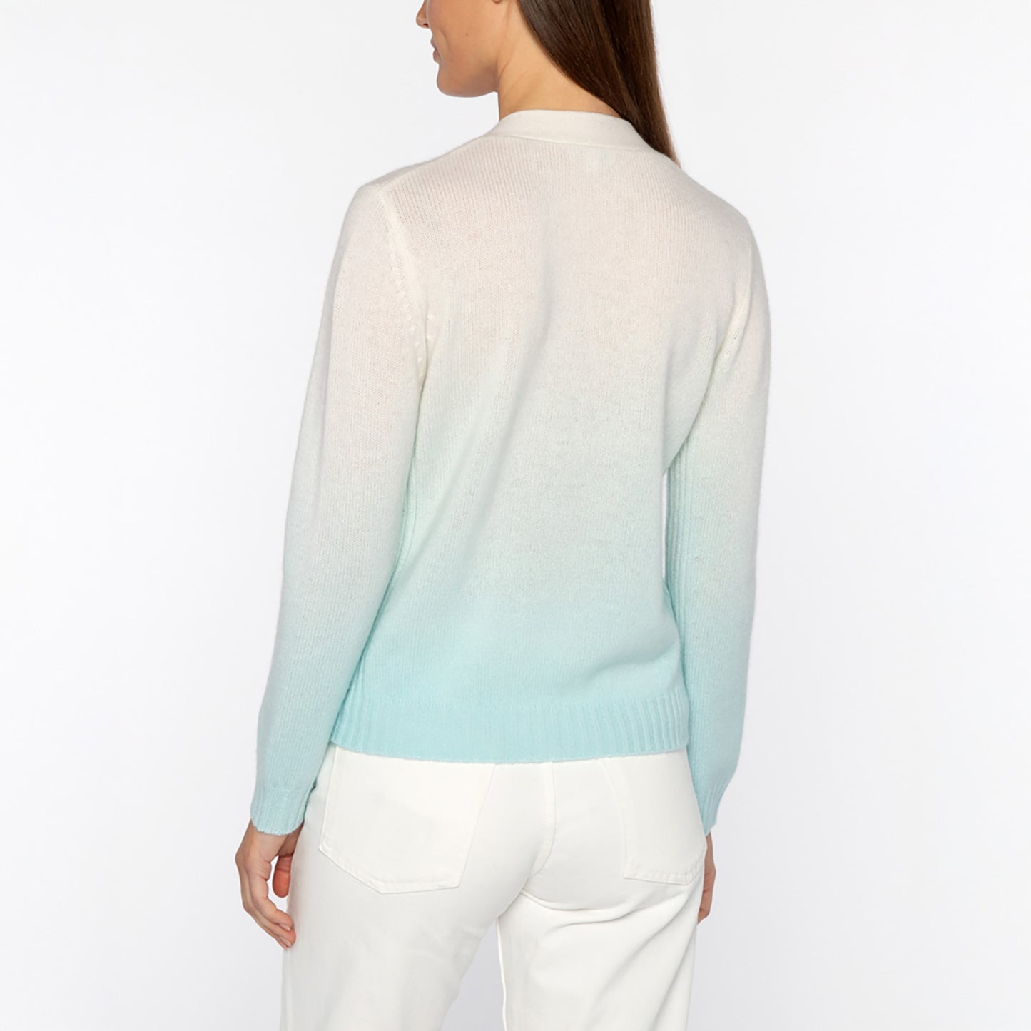 Ombre V-Cardigan in Aquatic