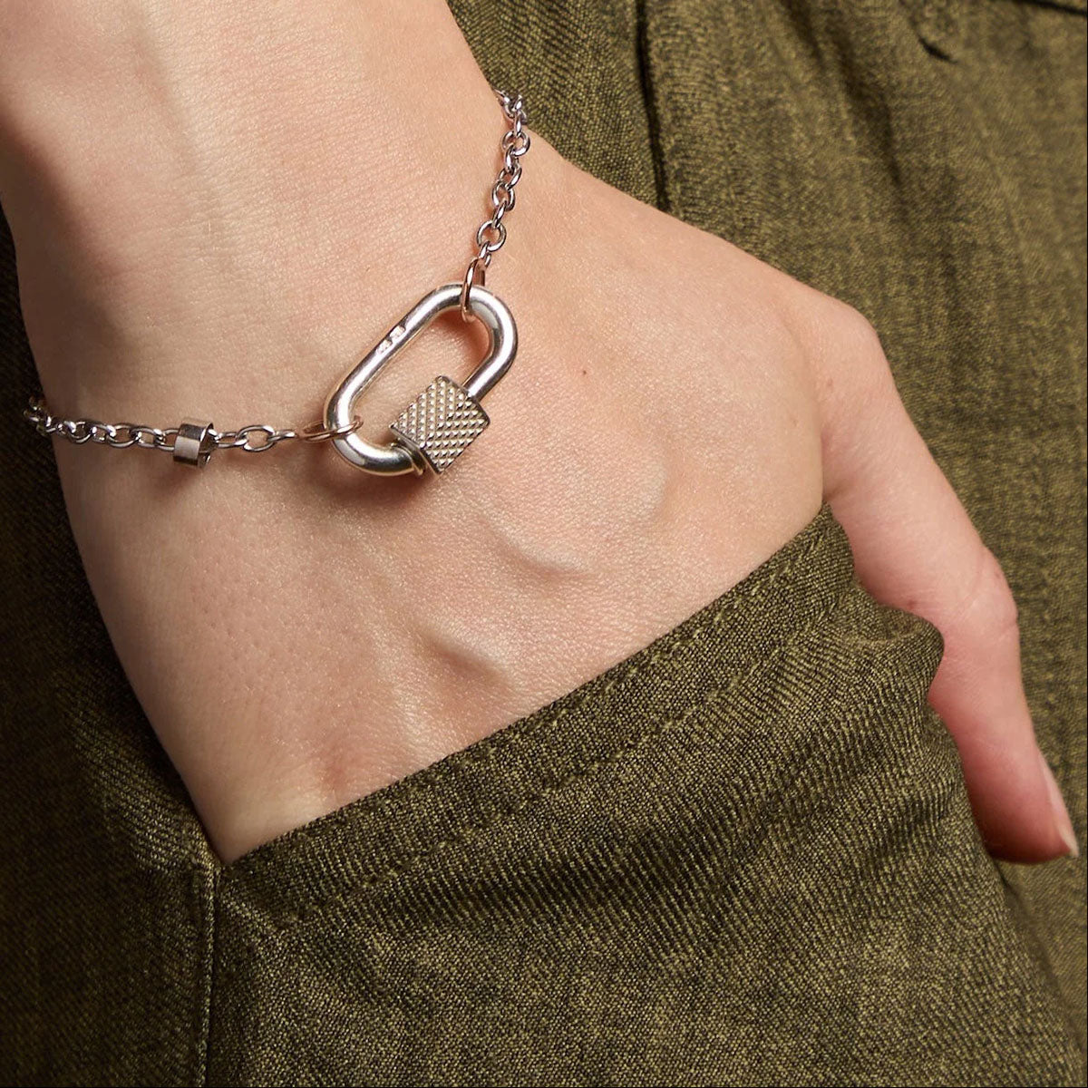 Pulley Chain in Sterling Silver with Yellow Gold Loops