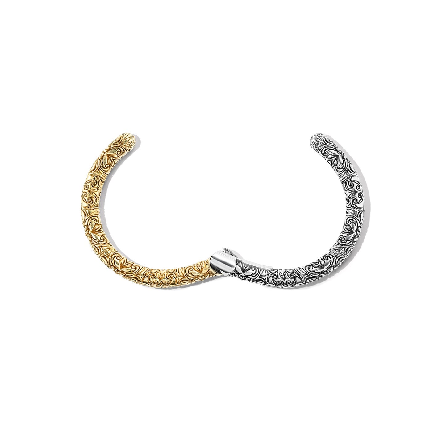 Embossed Hinge Cuffling in Silver & Brass