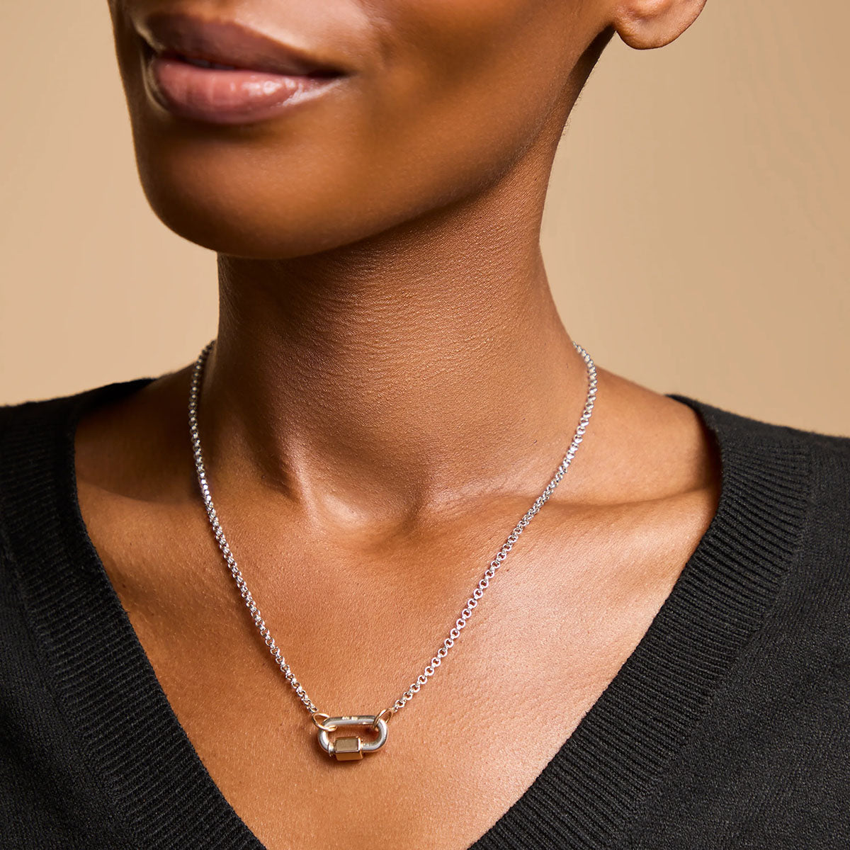 Silver Rolo Chain with Rose Gold Loops