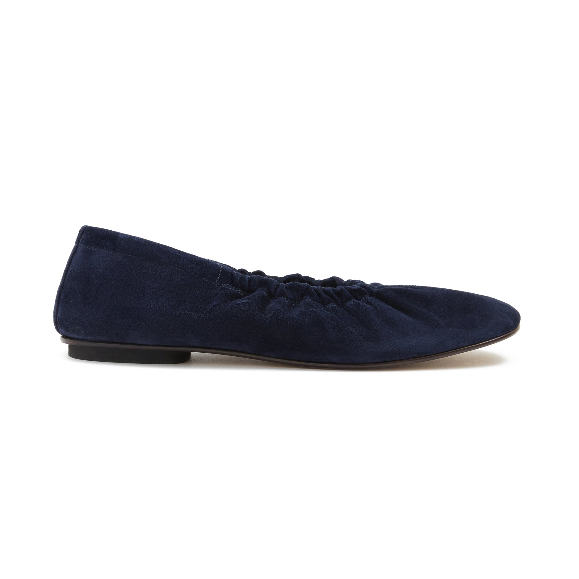 Mica Elastic Flat in Indigo Suede
