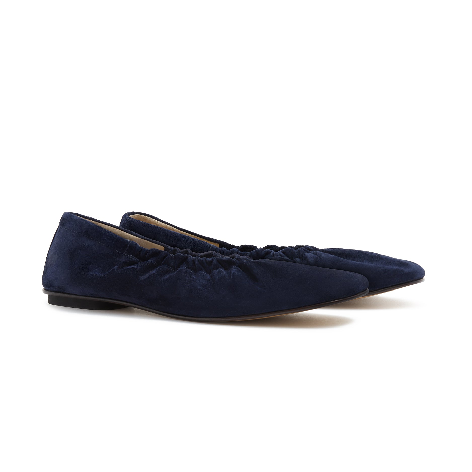 Mica Elastic Flat in Indigo Suede