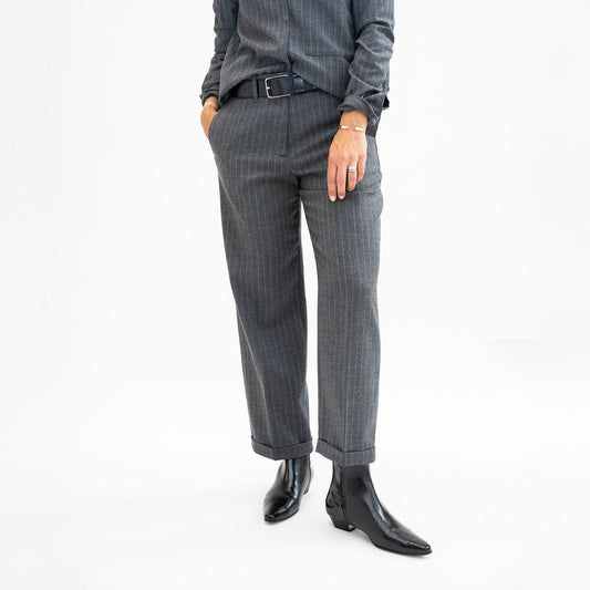 Montana Pant in Grey Pinstripe