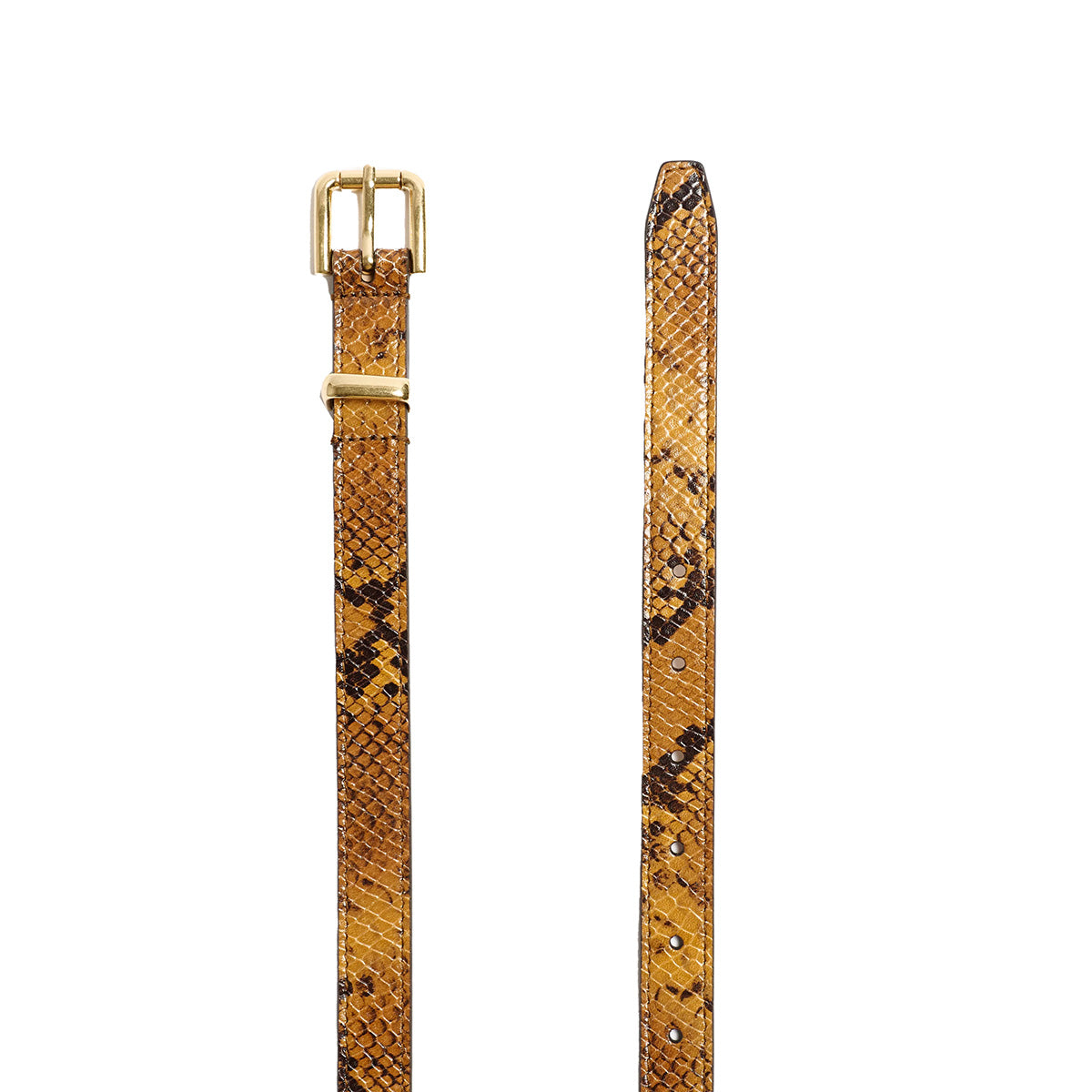 The Slim Bar Belt in Mustard Python